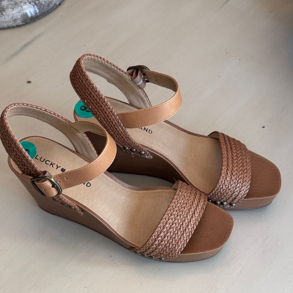 Lucky Brand Women's Brown Woven Wedges